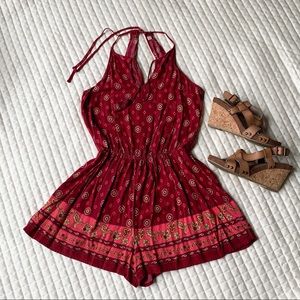 Small Hollister Red Patterned Romper